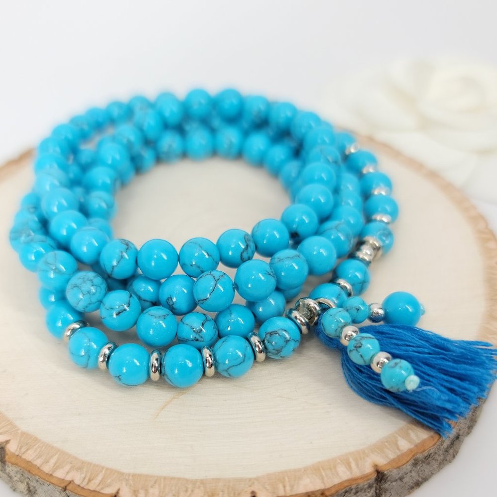 NWT 108 Turquoise Mala Bracelet Necklace NEW